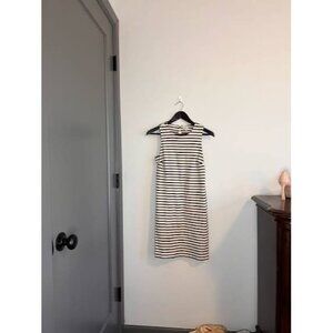 Fossil Size S Striped Dress Sleeveless Midi Casual Soft Dress Black and White